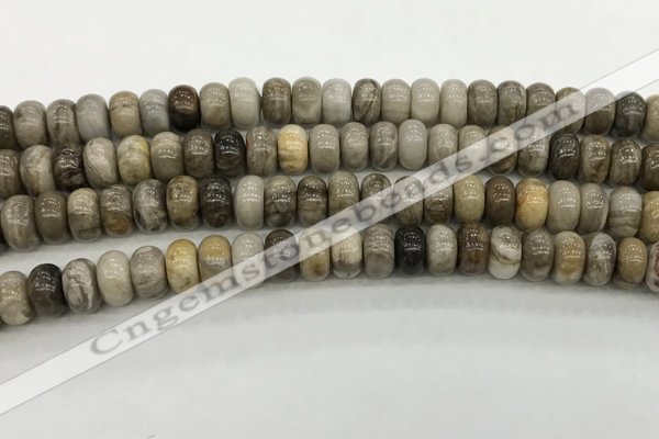 CSL127 15.5 inches 5*8mm rondelle sliver leaf jasper beads