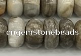 CSL128 15.5 inches 6*10mm rondelle sliver leaf jasper beads