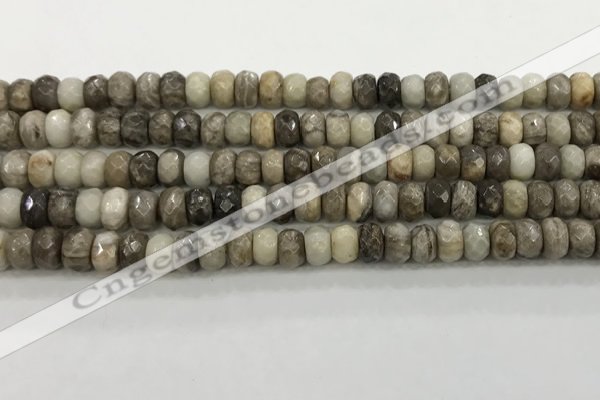 CSL131 15.5 inches 4*6mm faceted rondelle sliver leaf jasper beads
