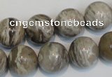 CSL14 15.5 inches 14mm round silver leaf jasper beads wholesale