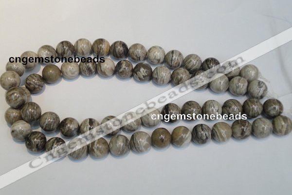 CSL14 15.5 inches 14mm round silver leaf jasper beads wholesale