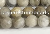 CSL157 15.5 inches 6mm faceted 

round sliver leaf jasper beads