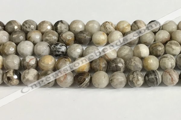 CSL160 15.5 inches 12mm faceted 

round sliver leaf jasper beads