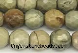 CSL171 15 inches 6mm faceted round silver leaf jasper gemstone beads