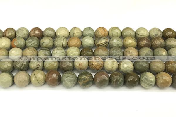 CSL172 15 inches 8mm faceted round silver leaf jasper gemstone beads