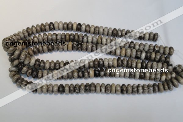 CSL19 15.5 inches 6*12mm rondelle silver leaf jasper beads wholesale