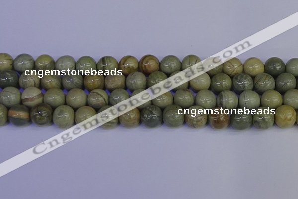 CSL205 15.5 inches 14mm round silver leaf jasper beads wholesale