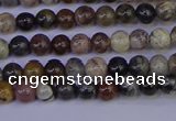 CSL210 15.5 inches 4mm round black silver leaf jasper beads