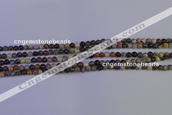 CSL210 15.5 inches 4mm round black silver leaf jasper beads