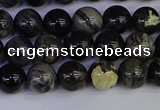 CSL211 15.5 inches 6mm round black silver leaf jasper beads