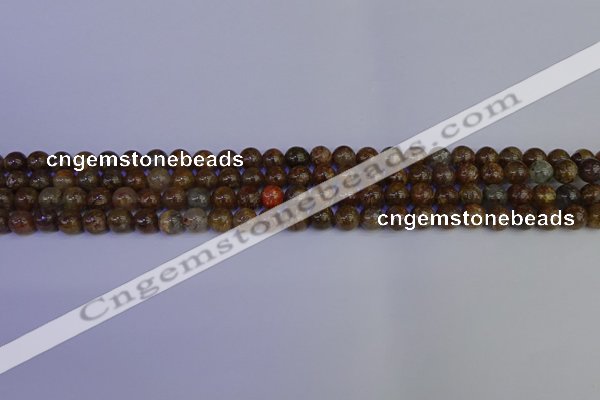 CSL220 15.5 inches 4mm round gold leaf jasper beads wholesale