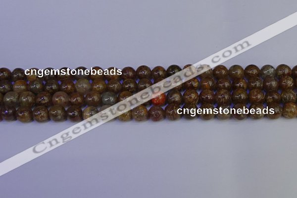 CSL222 15.5 inches 8mm round gold leaf jasper beads wholesale