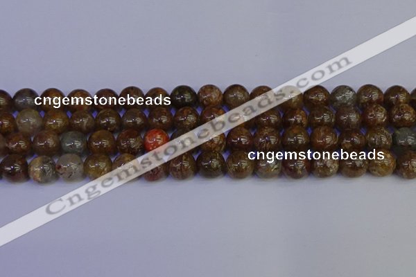 CSL224 15.5 inches 12mm round gold leaf jasper beads wholesale