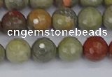 CSL232 15.5 inches 8mm faceted round silver leaf jasper beads