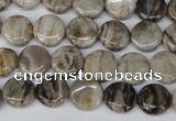 CSL27 15.5 inches 10mm flat round silver leaf jasper beads wholesale