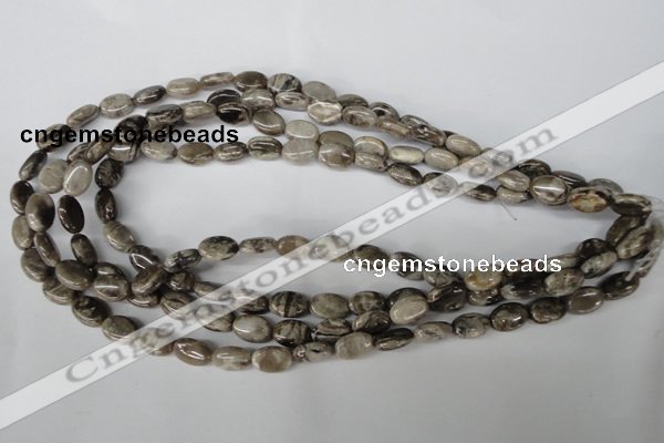 CSL40 15.5 inches 8*12mm oval silver leaf jasper beads wholesale