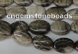 CSL41 15.5 inches 10*14mm oval silver leaf jasper beads wholesale