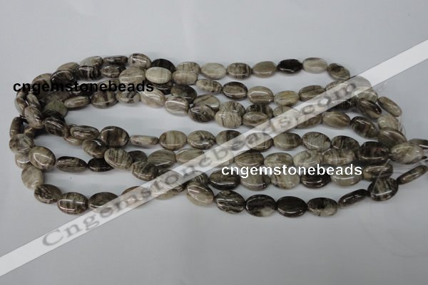 CSL41 15.5 inches 10*14mm oval silver leaf jasper beads wholesale