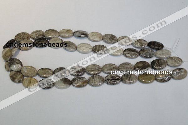 CSL43 15.5 inches 13*18mm oval silver leaf jasper beads wholesale