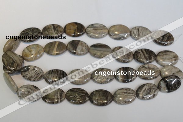 CSL45 15.5 inches 18*25mm oval silver leaf jasper beads wholesale