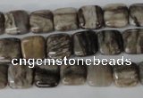 CSL50 15.5 inches 10*10mm square silver leaf jasper beads wholesale