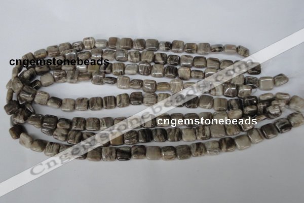 CSL50 15.5 inches 10*10mm square silver leaf jasper beads wholesale