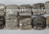 CSL52 15.5 inches 14*14mm square silver leaf jasper beads wholesale