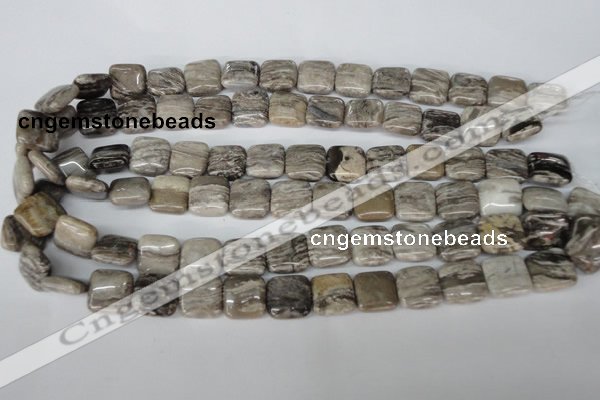 CSL52 15.5 inches 14*14mm square silver leaf jasper beads wholesale