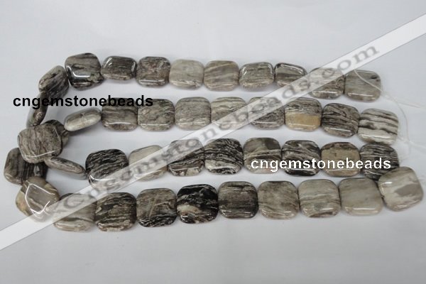 CSL55 15.5 inches 20*20mm square silver leaf jasper beads wholesale