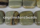 CSL60 15.5 inches 20*20mm square silver leaf jasper beads wholesale