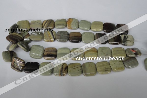 CSL60 15.5 inches 20*20mm square silver leaf jasper beads wholesale
