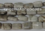 CSL65 15.5 inches 8*12mm rectangle silver leaf jasper beads wholesale