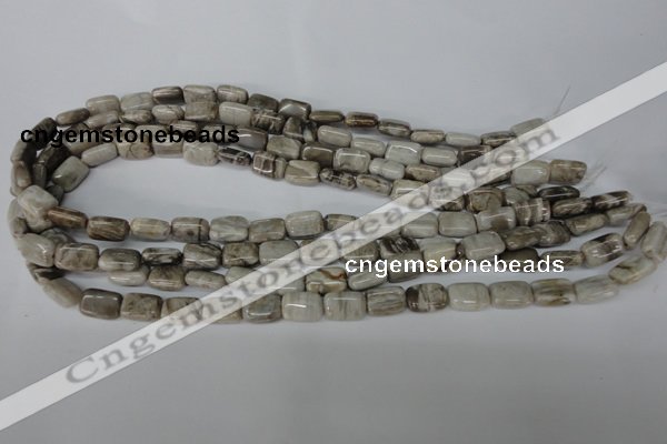 CSL65 15.5 inches 8*12mm rectangle silver leaf jasper beads wholesale