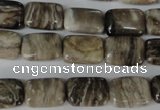 CSL66 15.5 inches 10*14mm rectangle silver leaf jasper beads wholesale