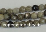 CSL90 15.5 inches 4mm faceted round silver leaf jasper beads wholesale