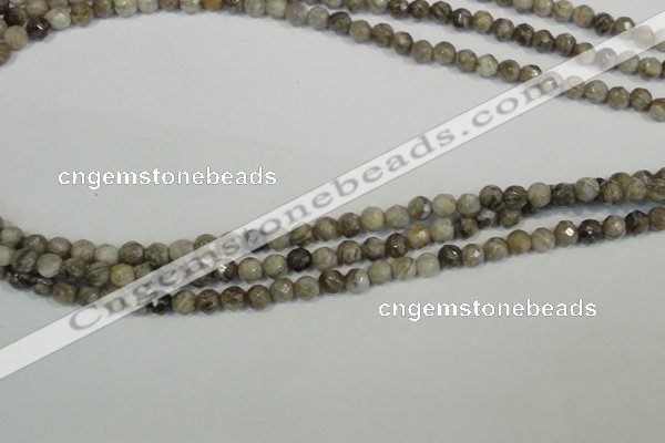 CSL90 15.5 inches 4mm faceted round silver leaf jasper beads wholesale