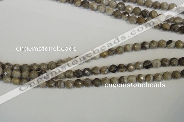 CSL91 15.5 inches 6mm faceted round silver leaf jasper beads wholesale