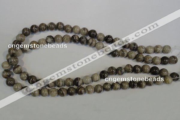 CSL92 15.5 inches 10mm round silver leaf jasper beads wholesale