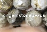 CSL95 15.5 inches 12mm faceted round sliver leaf jasper beads