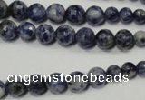 CSO310 15.5 inches 6mm – 14mm faceted round blue spot stone beads