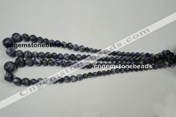 CSO310 15.5 inches 6mm – 14mm faceted round blue spot stone beads