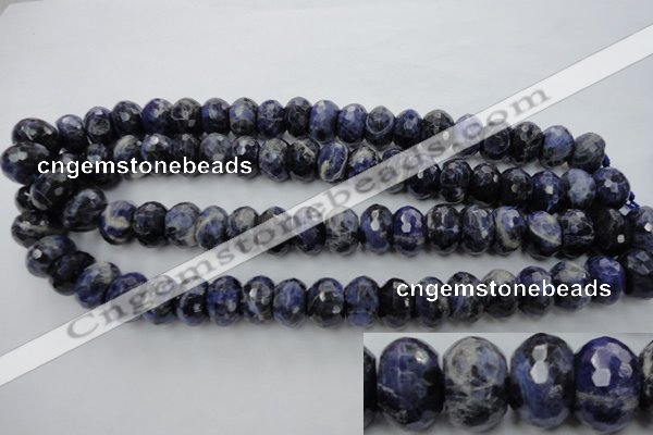 CSO355 15.5 inches 10*16mm faceted rondelle natural sodalite beads