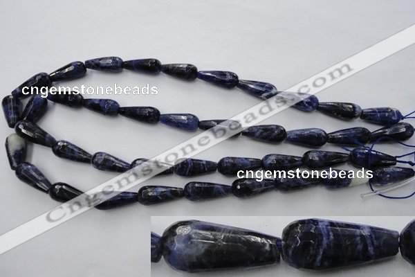 CSO365 15.5 inches 9*20mm faceted teardrop natural sodalite beads