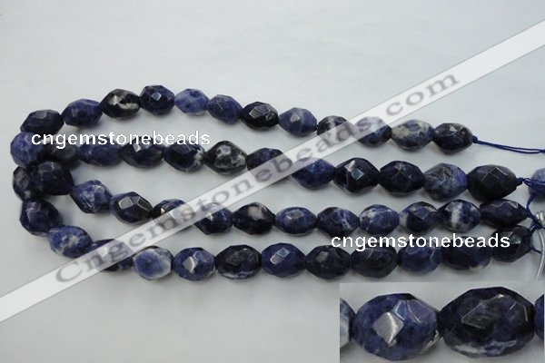 CSO368 15.5 inches 12*16mm faceted nuggets natural sodalite beads