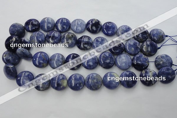 CSO380 15.5 inches 20mm flat round natural sodalite gemstone beads