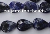 CSO385 15.5 inches 13*17mm faceted flat teardrop natural sodalite beads