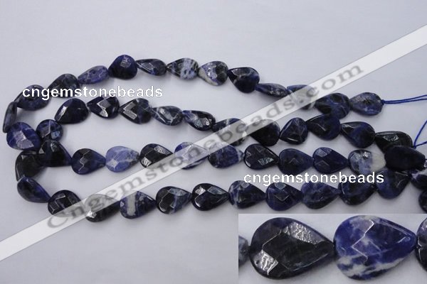 CSO385 15.5 inches 13*17mm faceted flat teardrop natural sodalite beads