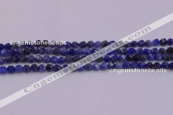 CSO551 15.5 inches 6mm faceted nuggets sodalite gemstone beads