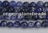 CSO558 15.5 inches 4mm faceted round sodalite gemstone beads