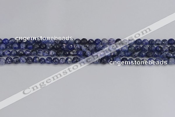 CSO558 15.5 inches 4mm faceted round sodalite gemstone beads